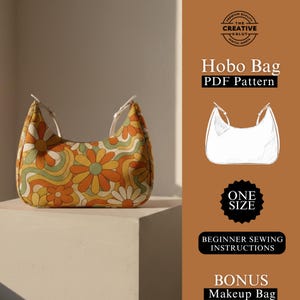 Naaipatroon hobo-tas pdf | Patroon halve maan schoudertas en schoudertas | Gemakkelijke moderne portemonnee