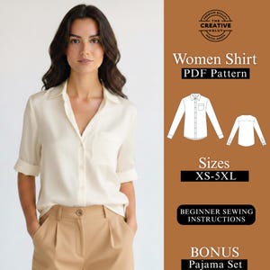 Patrón de costura para top corto de lino a medida / Patrón digital en PDF para principiantes: Blusa minimalista de verano para mujer