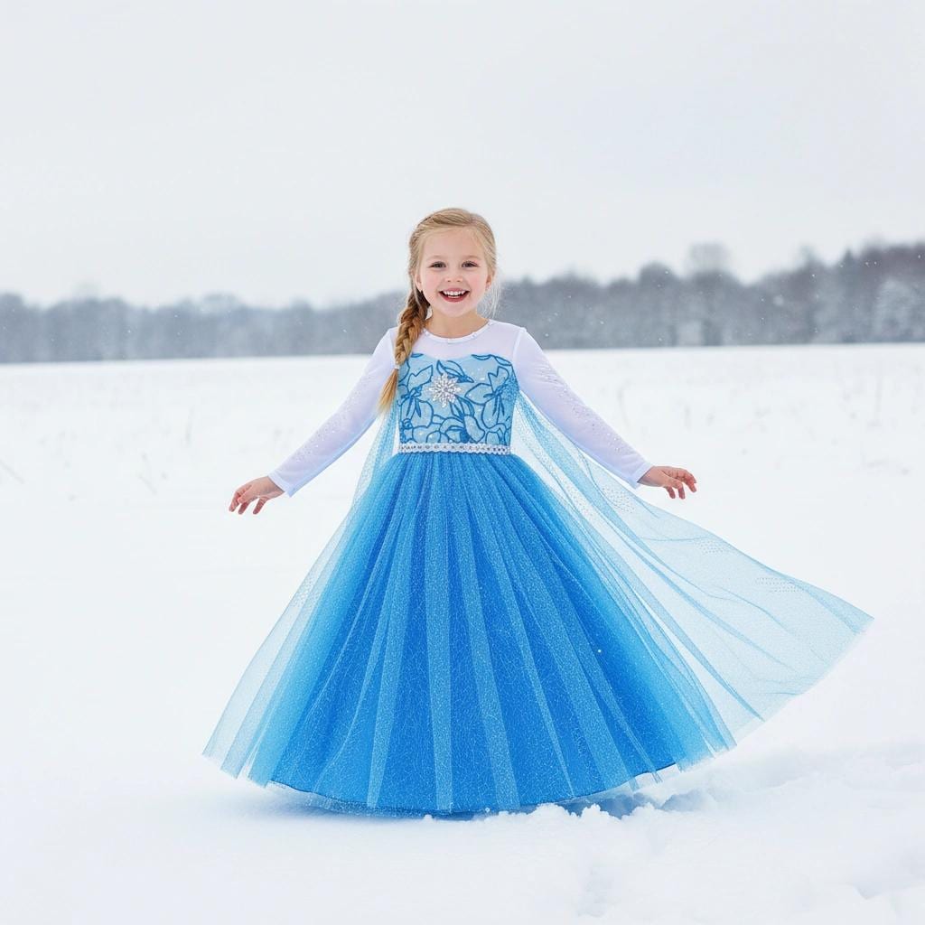 white christmas dresses Elsa Inspired Cotton Twirl Dress – Foxtail Lilies main image 0
