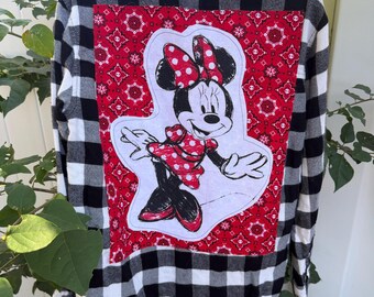 Youth Minnie Mouse upcycled flannel