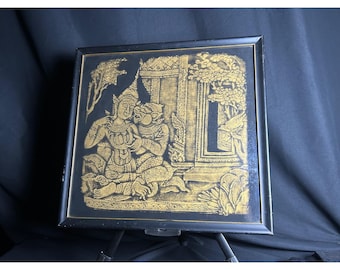 Senza marchio Tempio tailandese arte di sfregamento Unisex OS Oro Buono Vintage Cornice Foglia d'oro