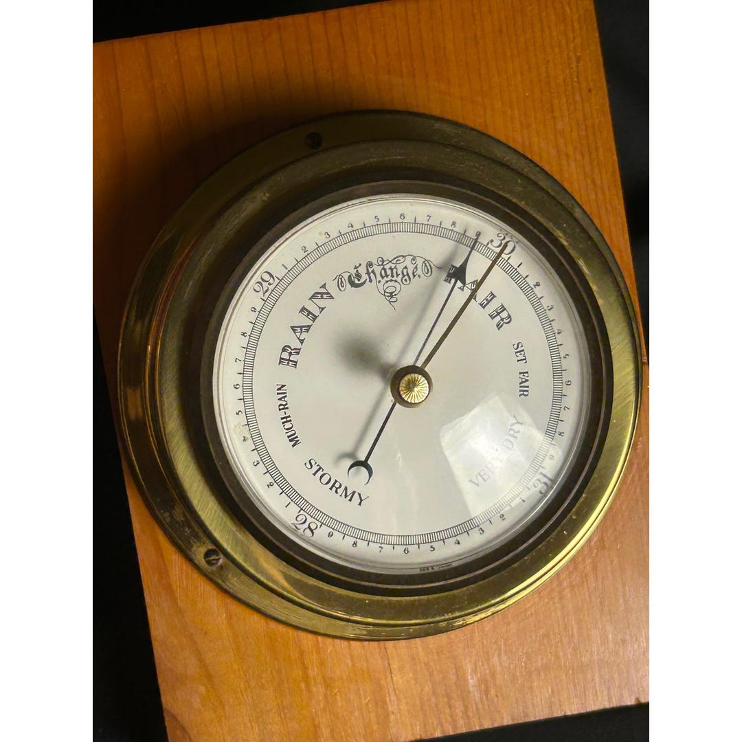 Barometer Weather Station Gold Good Vintage Brass Wood Plaque - Etsy