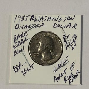 1985 P-Washington Quarter Dollar - Moneta rara con errore