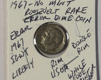 1967 Roosevelt Dime No Mint Mark Vintage US 10 Cent US Collectible