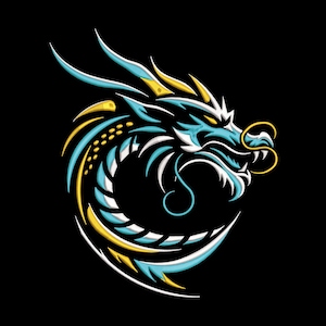 Dragon Head Machine Embroidery Design, Stylized Fantasy Art (Instant Download)