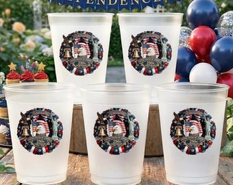Custom Plastic Cups America 250th Anniversary 1776-2026 Personalized Party Cups Patriotic 4th of July Family Name Reusable Cups