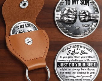 Personalized To My Son Pocket Hug, Fathers Day Gift From Dad, Encouragement Gift Son, You Are Stronger Than You Think Keepsake