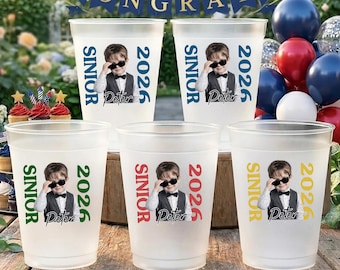 Custom Photo Graduation Cups, Personalized Graduation Party Cups with Name 2026, Senior Grad Gift for Him Her, Class of 2026 Party Decor