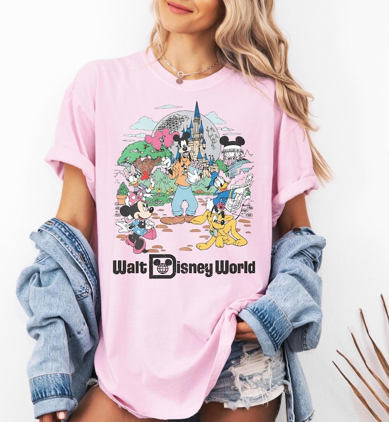Vintage Disneyworld Shirt Comfort Colors, Retro Mickey & Friends Shirt, Disneyland Trip T-Shirt, Walt Disneyland World Tee image 2