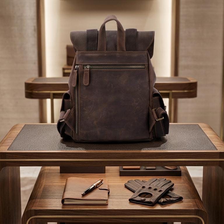 Leather Rucksack Backpack – Vintage Drawstring Travel Bag With Buckle ...