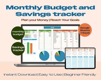 Monthly Budget Tracker | Automated Budget Spreadsheet | Income & Expense Tracker | Google Sheets and Excel