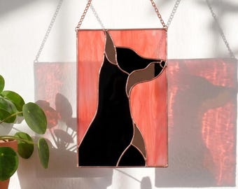 Doberman Stained Glass Pattern, Dog Suncatcher Template, Pet Portrait PDF PNG SVG, Cricut File, Digital Download