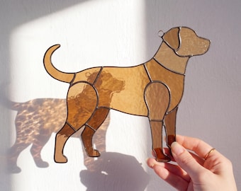 Dog Stained Glass Pattern SVG | Pet Suncatcher Template | Cricut PDF PNG Glass Art Design