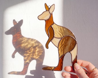 Kangaroo Stained Glass Pattern SVG | Animal Suncatcher Template | Cricut PDF PNG Glass Design
