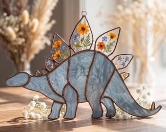 Stained Glass Stegosaurus Pattern | Dinosaur Panel Template (PDF PNG SVG)
