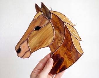 Horse Stained Glass Pattern | Horse Head Suncatcher Art Template (SVG, PDF, PNG)