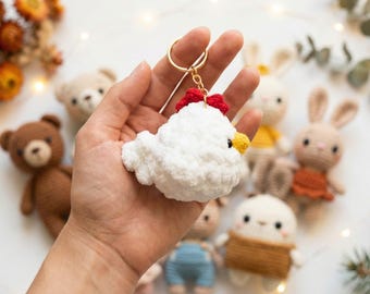 Crochet Chicken Keychain Pattern PDF | Plush Amigurumi Chick | Kawaii Bag Charm Pattern | Instant Download