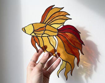 GoldFish Stained Glass Pattern, Goldfish Suncatcher Template, Aquarium Fish PDF PNG SVG, Digital Download