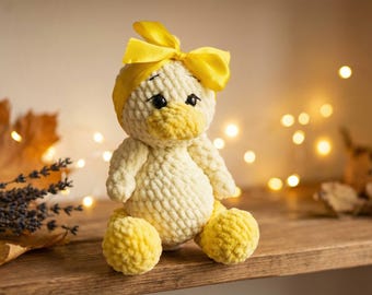 Crochet Duck Pattern PDF | Plush Amigurumi Toy with Bow (Digital Download)