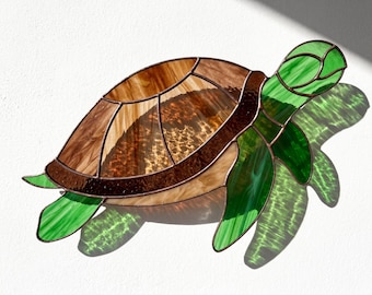 Sea Turtle Stained Glass Pattern SVG | Ocean Animal Suncatcher Template | Cricut PDF PNG Glass Design