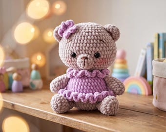 Teddy Bear Ballerina Crochet Pattern PDF | Plush Amigurumi Bear | 9 Inch Toy | Instant Download