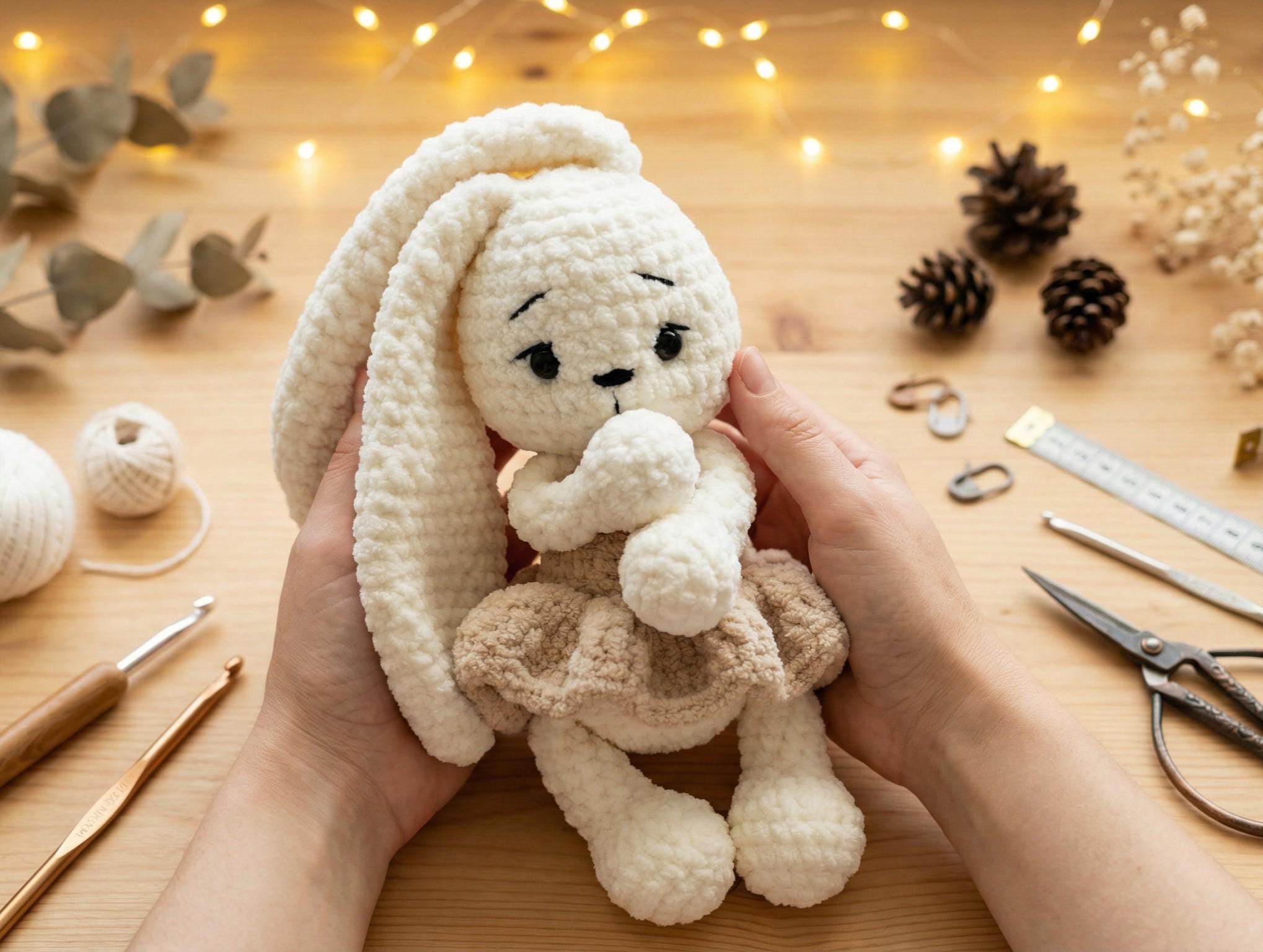 Crochet Bunny Pattern PDF | Long Ear Plush Amigurumi Doll With Skirt ...