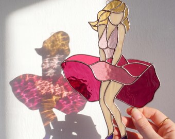 Woman Stained Glass Pattern | Elegant Silhouette Panel Template (PDF)
