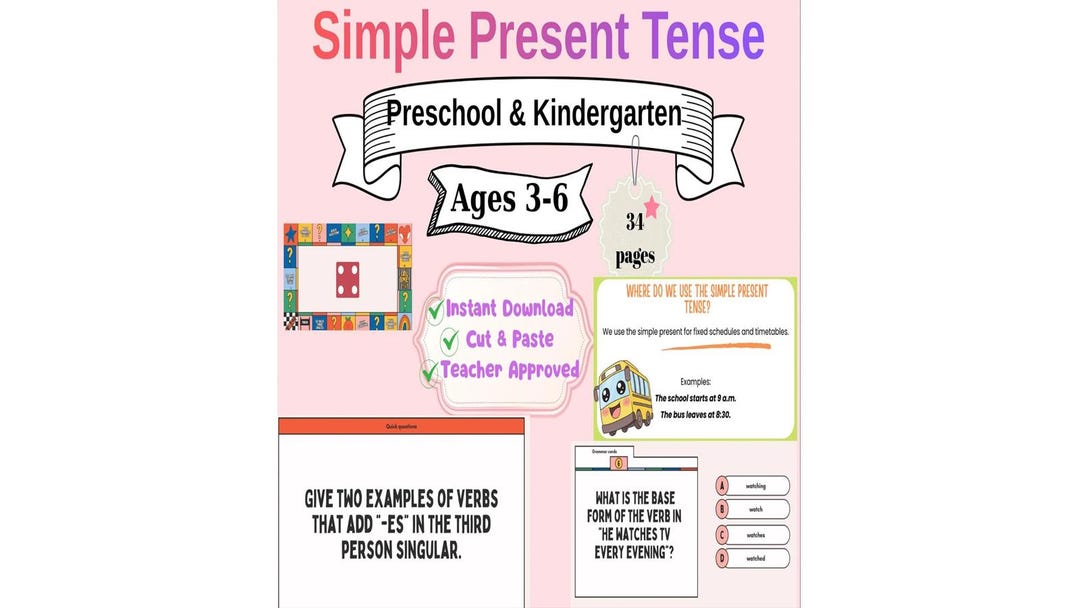 Simple Present Tense Board Game – ESL Grammar Activity for Kids ...
