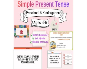 Simple Present Tense Board Game – ESL Grammar Activity for Kids (Digital Download)