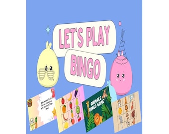 Animals and Fruits Bingo Game – Printable ESL Vocabulary Activity, Classroom Game for Kindergarten & Preschool