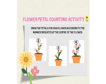 Flower Petal Counting – Spring Math Game, Toddler Busy Book Printable & Quiet Book Page