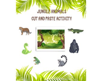Jungle Animals Cut and Paste Activity | Toddler Fine Motor Skills Busy Book (Digital Download)