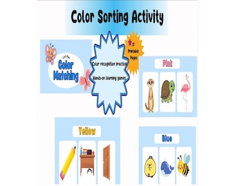 Color Sorting Activity – Toddler Busy Book Printable, Quiet Book Page & Fine Motor Matching Game