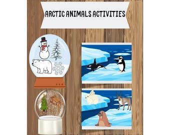 Arctic Animals Cut and Paste – Snow Globe Winter Activity, Quiet Book Page & Preschool Printable