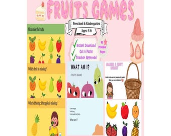 Fruit Cut and Paste Activity – Toddler Busy Book Printable (Digital Download)