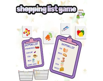 Kids Shopping List Game, Pretend Play Grocery Matching Activity (PDF Download)