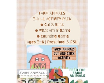 Farm Animals Activity Pack | Cut Stick Guessing Game (Digital Download)