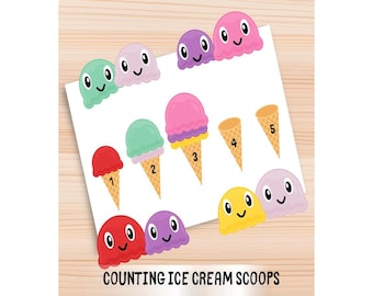 Ice Cream Counting 1-10 – Toddler Busy Book Printable, Quiet Book Page & Preschool Math Activity
