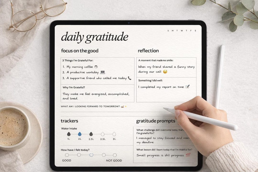 Daily Gratitude Journal Printable – Minimal & Dark Templates | Digital ...