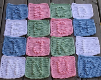 UPPER CASE Alphabet Letters A-Z Crochet Pattern with Bonus Heart Symbol - Crochet Baby Blanket Pattern -