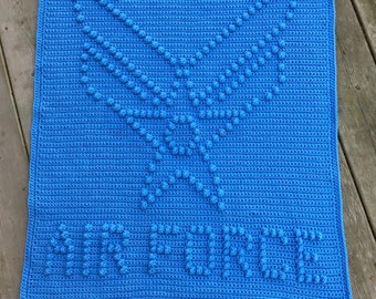 U.S. Air Force Crochet Baby Blanket Pattern - Lapghan -  Wall Hanging