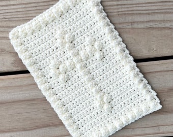 Crochet Blanket Block - Build Your Own Blanket - Crochet Blocks - Fleur de Lis Cross  7 x 10 inches