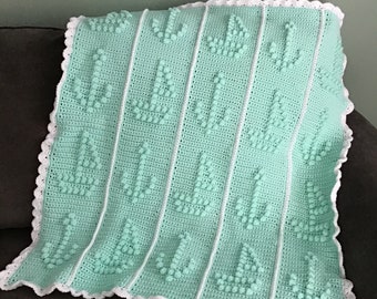 Sailboats and Anchors Crochet Baby Blanket Pattern - Baby Blanket Pattern - Blanket Pattern