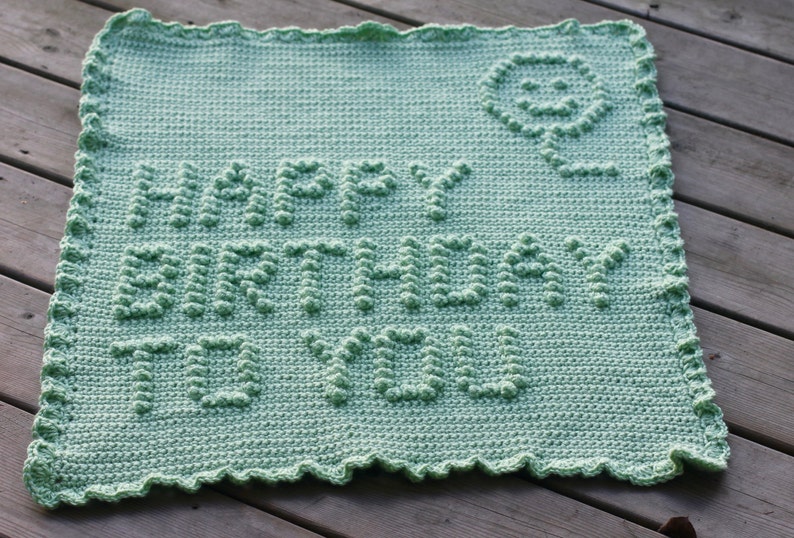 Happy Birthday Crochet Baby Blanket Pattern Baby Blanket Etsy