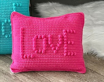 Crochet Pillow Pattern - Love  - Crochet Cushion Pattern - Crochet  Pattern for Pillow or Cushion