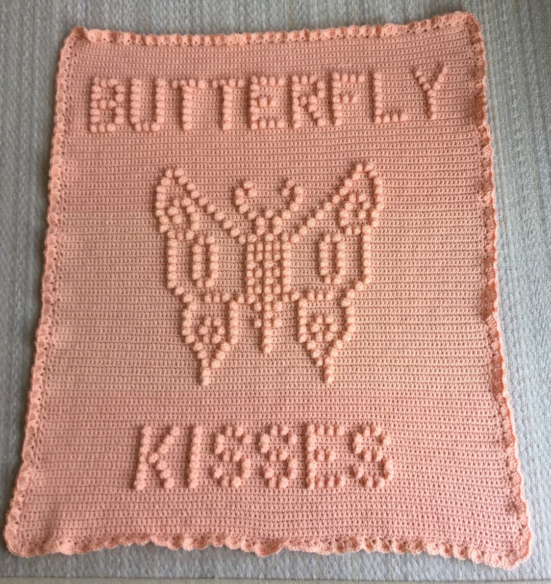 Butterfly Kisses Baby Blanket Pattern - Baby Blanket Pattern - Bobble Blanket Pattern - Popcorn ...