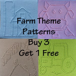 BUY 3 GET 1 FREE - Instant Downloads - Farm Theme Patterns - Barn, Cow, Horse and Tractor