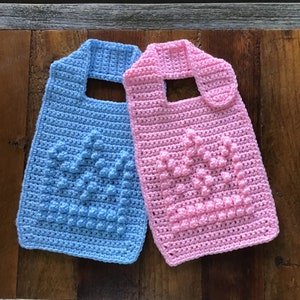 Baby Bib with Bobble Stitch Crown Crochet Pattern - Baby Bib - Bobble Bib
