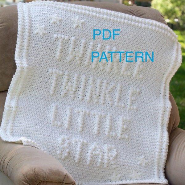 Twinkle Twinkle Little Star Crochet Baby Blanket Pattern - Baby Blanket Pattern - Blanket Pattern