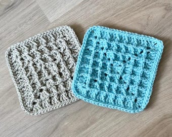 Waffle Granny Square Crochet Pattern - Baby Blanket Squares Pattern - Washcloth Pattern - Facecloth Pattern